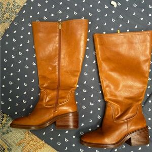 Vince Camuto Extra Wide Calf Tan Leather Knee-High Boots